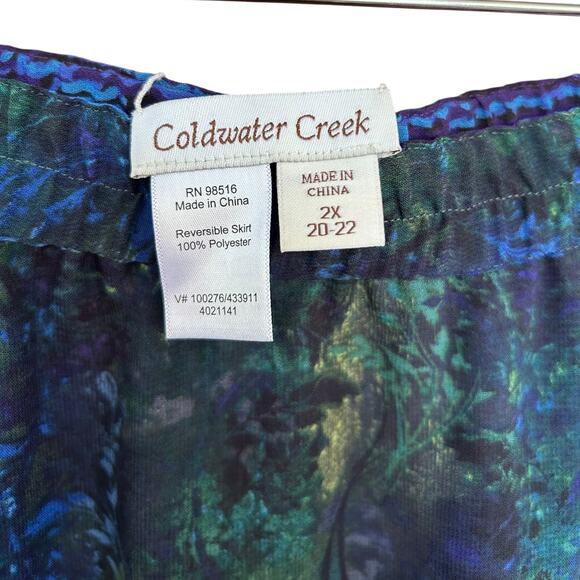 Coldwater Creek Women's Reversible Skirt Size 2X (20-22) Purple/Green - Picture 2 of 3
